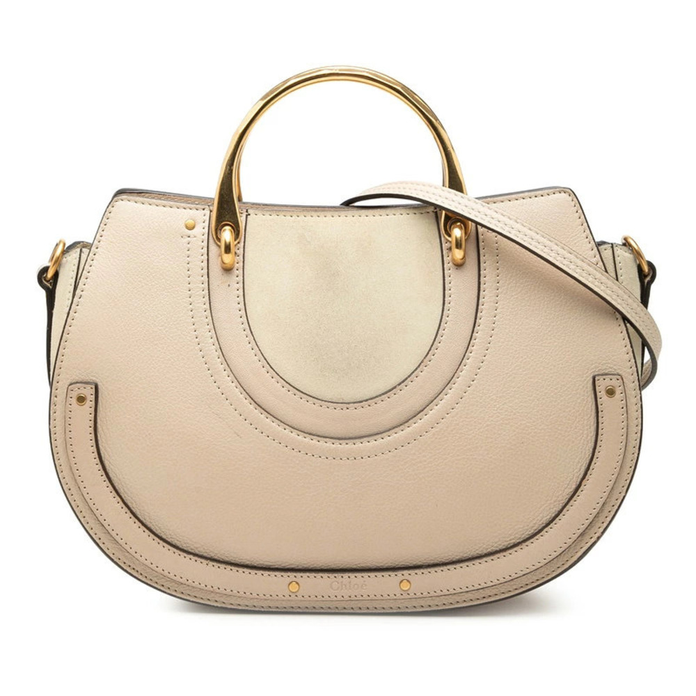 Chloe Pixie 2way Shoulder Bag Beige Cream Suede Leather